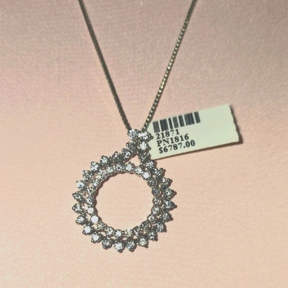 ✔️14K WG DOUBLE CIRCLE NATURAL DIAMOND PENDANT 2.03 TCW (50) ~ GH/VS-SI1 - Picture 1 of 13